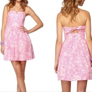 Lilly Pulitzer Pink & White Richelle Tie-Back Strapless Dress
